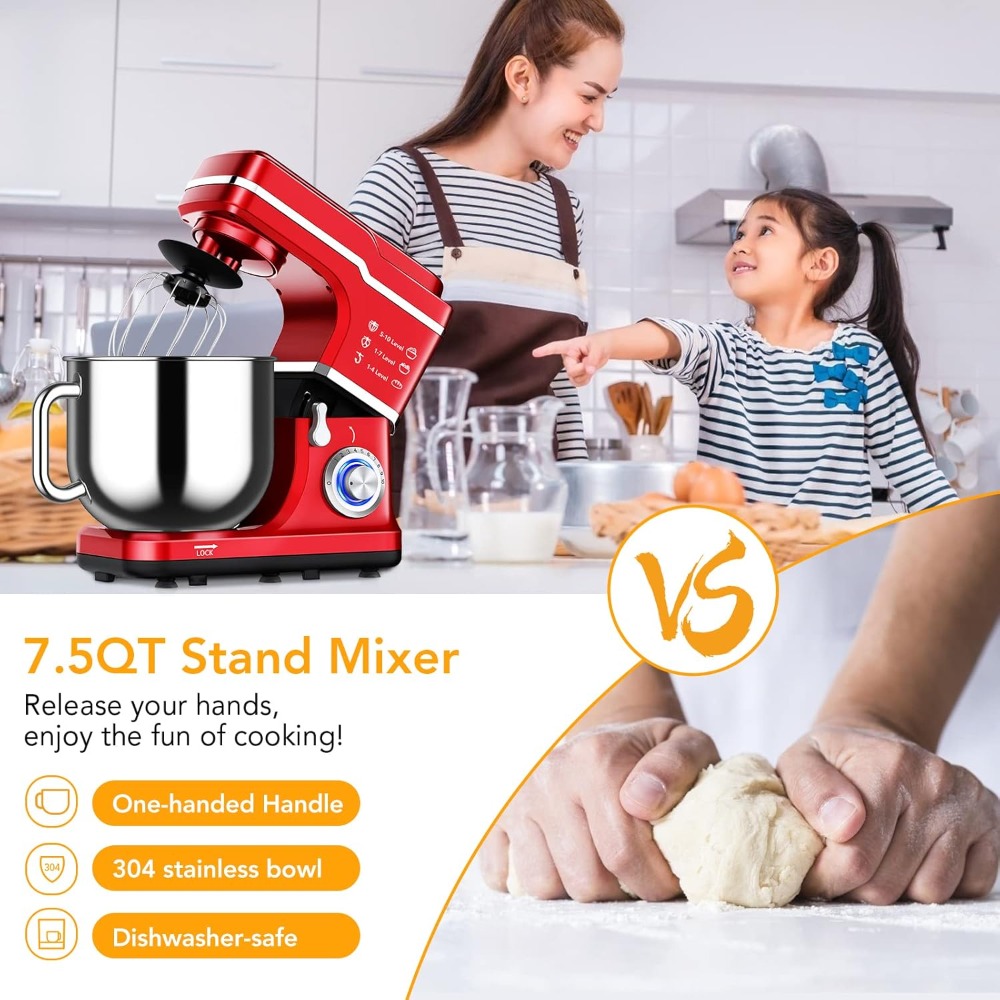 7.5 QT Stand Food Mixer, 10-Sp - مراجعة Home Cooking Electric وسعره